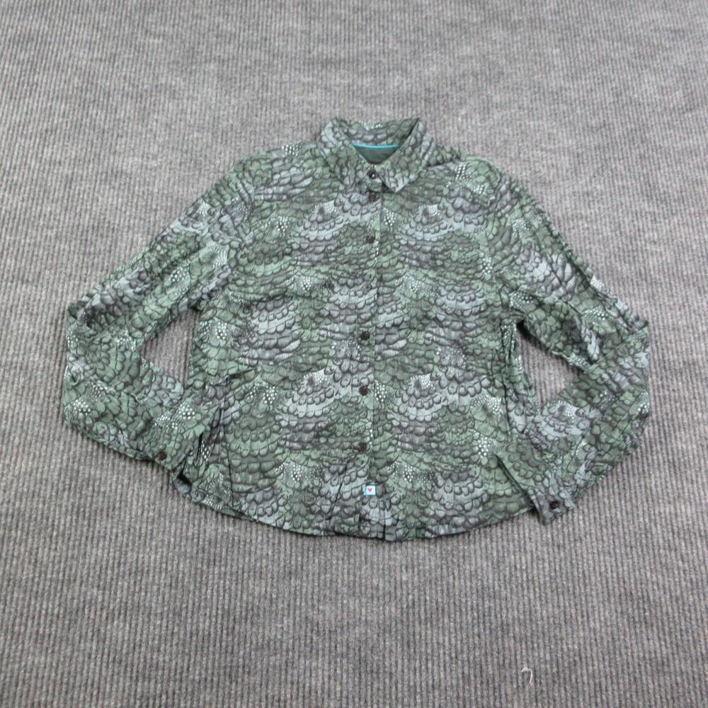 Scotch & Soda Button-Up Womens M Green Floral Collared Woven Lightweight